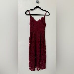 ASTR The Label Lace A Line Midi Dress, Wine, size small, EUC